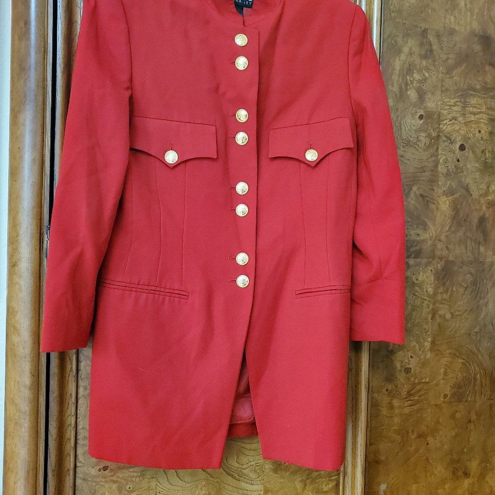 Escada couture, jacket and skirt, women's, made in Germany, size 38, red